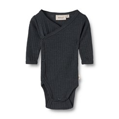 Wheat wool/silk body LS wraparound - Navy